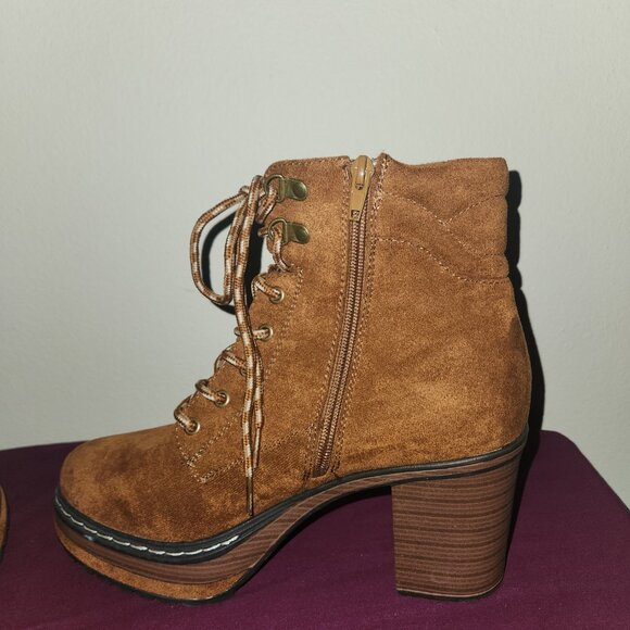 Altar"D State Piper Heeled Boots In Whiskey Brown Lace up & Side Zip up size 9 - Picture 8 of 12